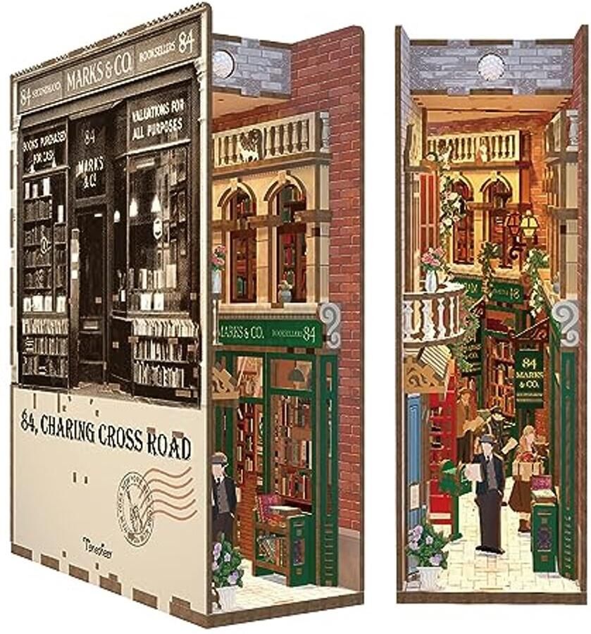 DIY Boekenkast Nook Kit 3D Houten Puzzel Miniatuur Huis voor Volwassenen met LED-Licht Creatieve Decoratie en Perfect Cadeau