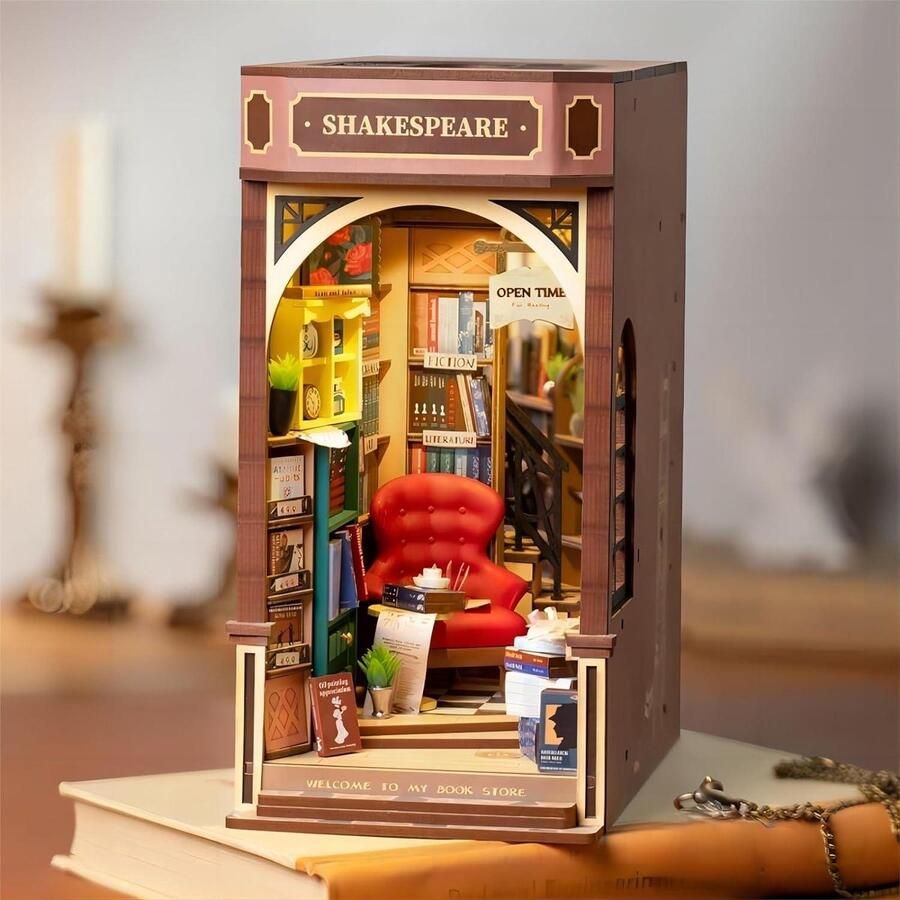 DIY Book Nook Kits Shakespeare Bookstore Diorama Model voor Volwassenen Bureau Decoratie Cadeau Leraren Studenten book ends