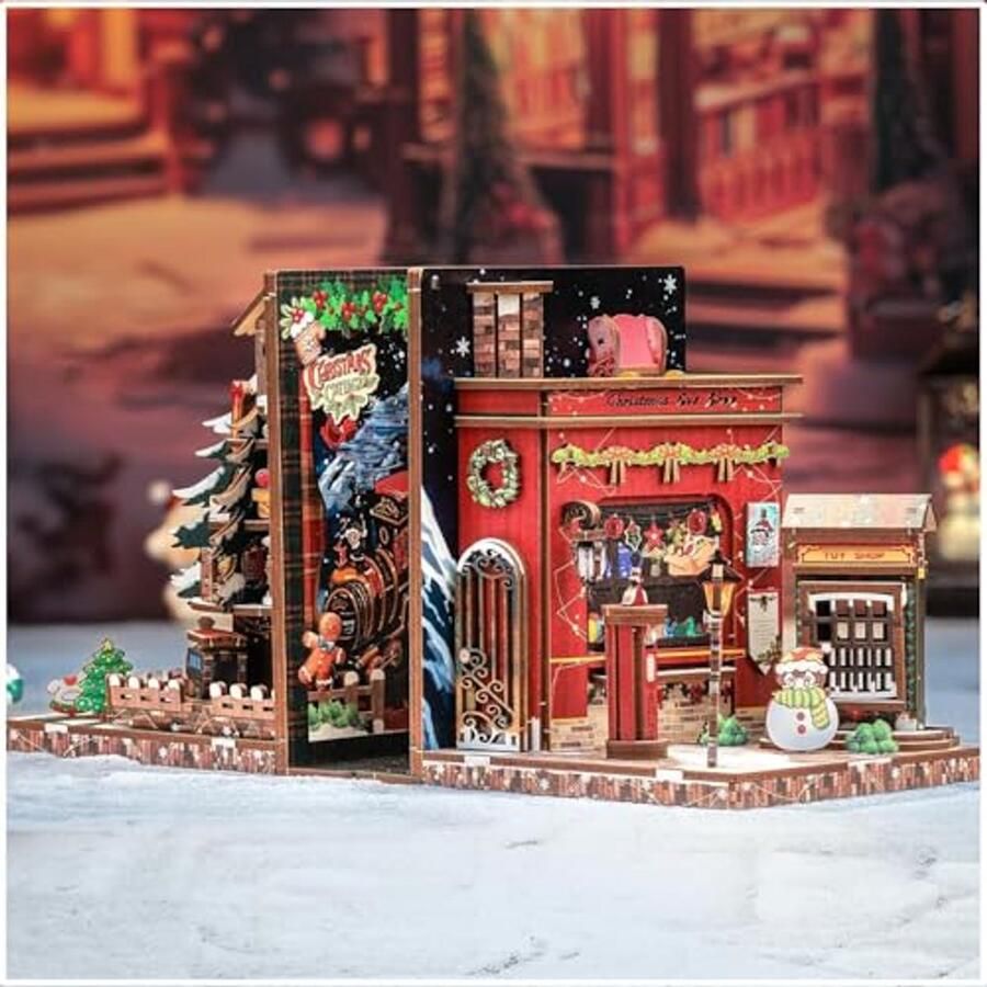 DIY Miniature Dollhouse Bookend Kit met LED Verlichting Boekenkast Decor voor Bibliotheek