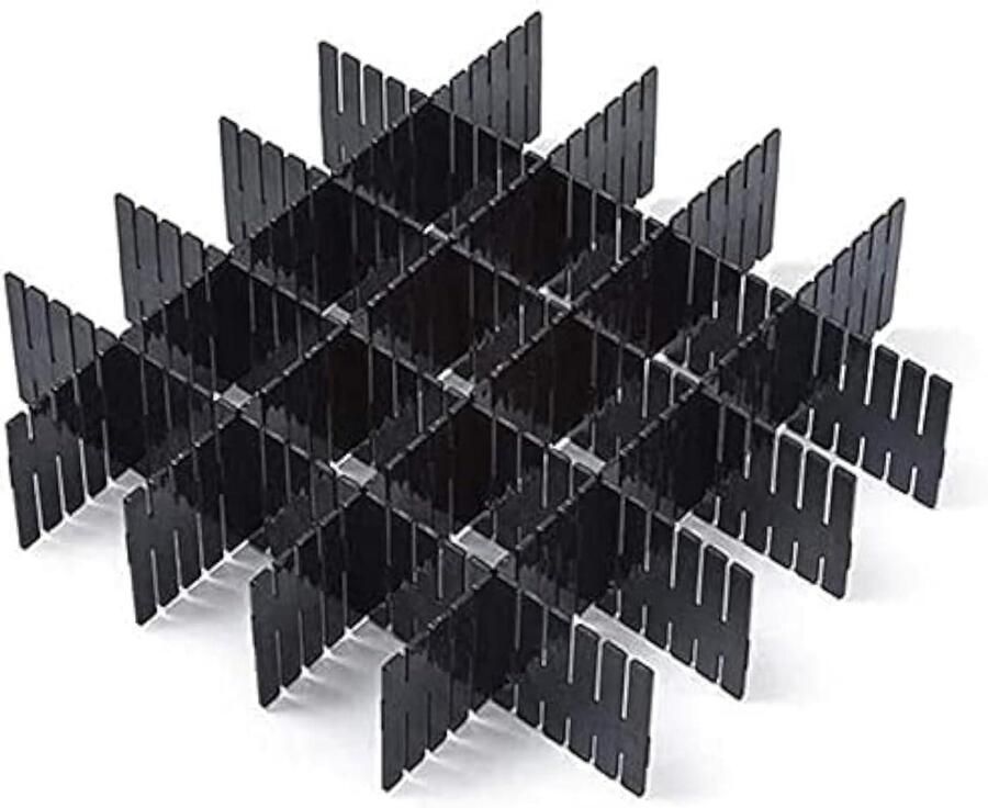 8 stks DIY Plastic Rooster Lade Verdelers Verstelbaar en multifunctioneel (Zwart)