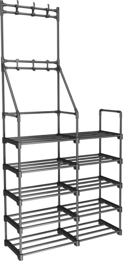 DIY-schoenenrek schoenenopberger metalen schoenenkast 5-laags kledingrek voor entree kleedkamer en gang