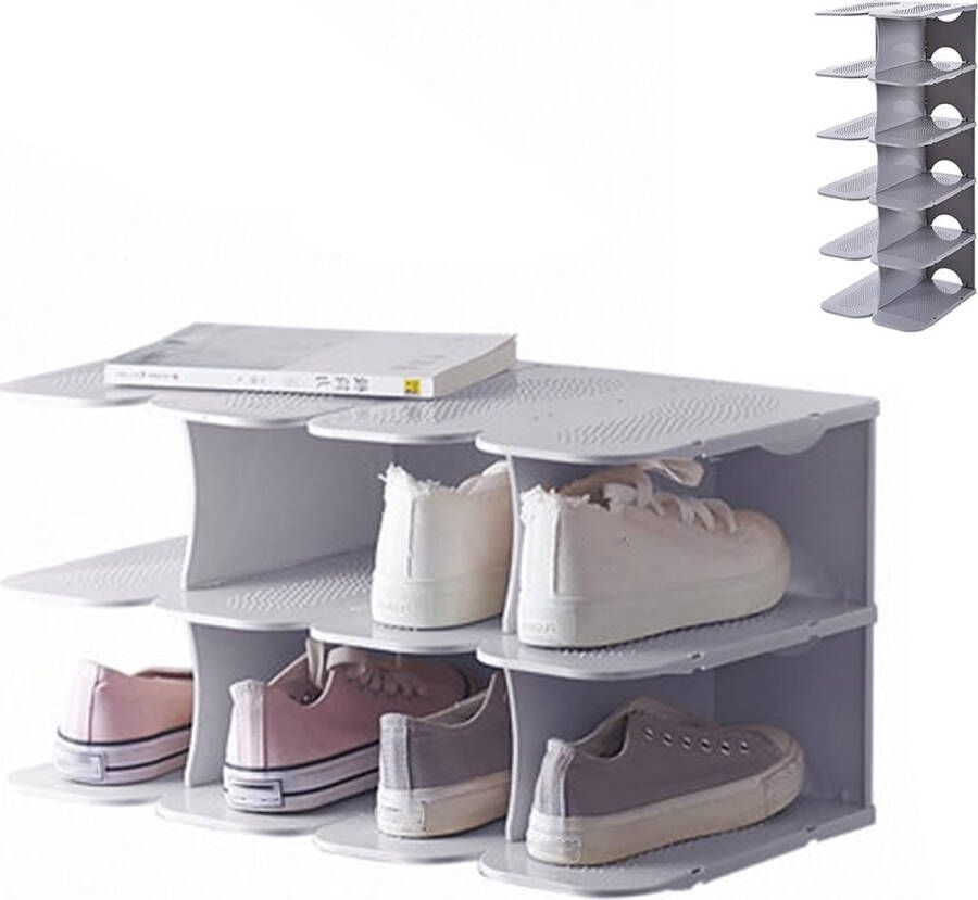 DIY schoenenrek smal breed laarzen schoenen pantoffels staande plank schoenenkast schoenenrek organizer voor kast hal slaapkamer entree slaapkamer (grijs 24 x 26 8 x 63 cm)