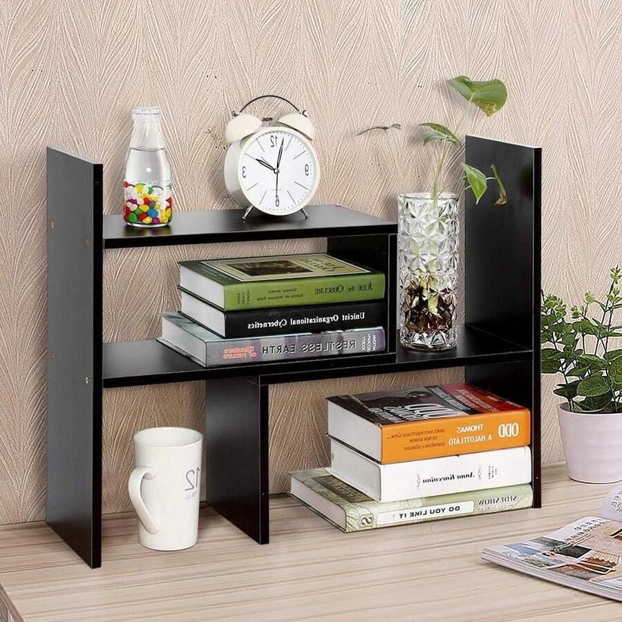 DIY tafel desktop mini plank bureau opslag plank organizer tafel boekenkast opslag plank 3 kleuren zwart walnoot
