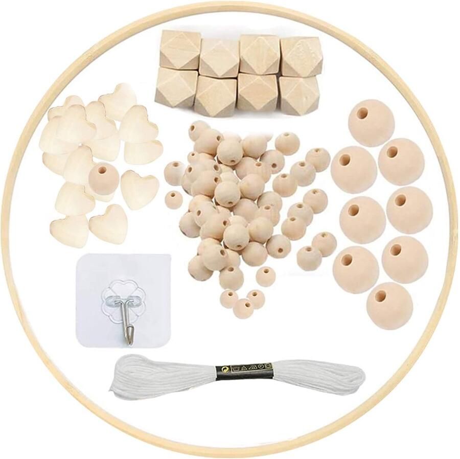 DIY Wooden Mobile Frame DIY Wooden Mobile Frame Wind Game Bed Bell Kit Handmade Toy Home Decor Decoration Gift for Children (Love Area)