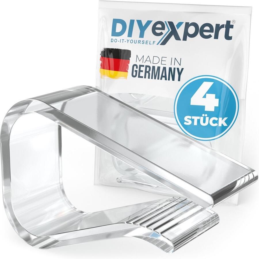 DIYexpert set van 4 tafelkleedklemmen voor tafelbladen tot 27 mm van transparant kunststof