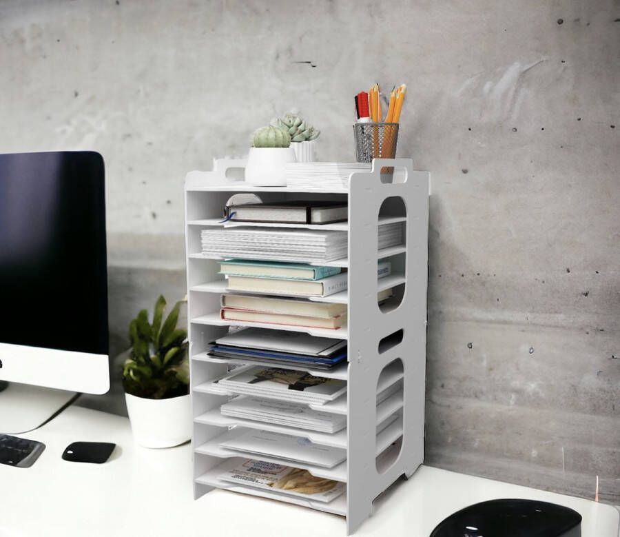 Documenthouder A4 brievenbak 10 opbergvakken pvc bureau bestand organizer papierhouder archiefopslag opbergsysteem documentenhouder voor kantoor werkkamer school kantoor