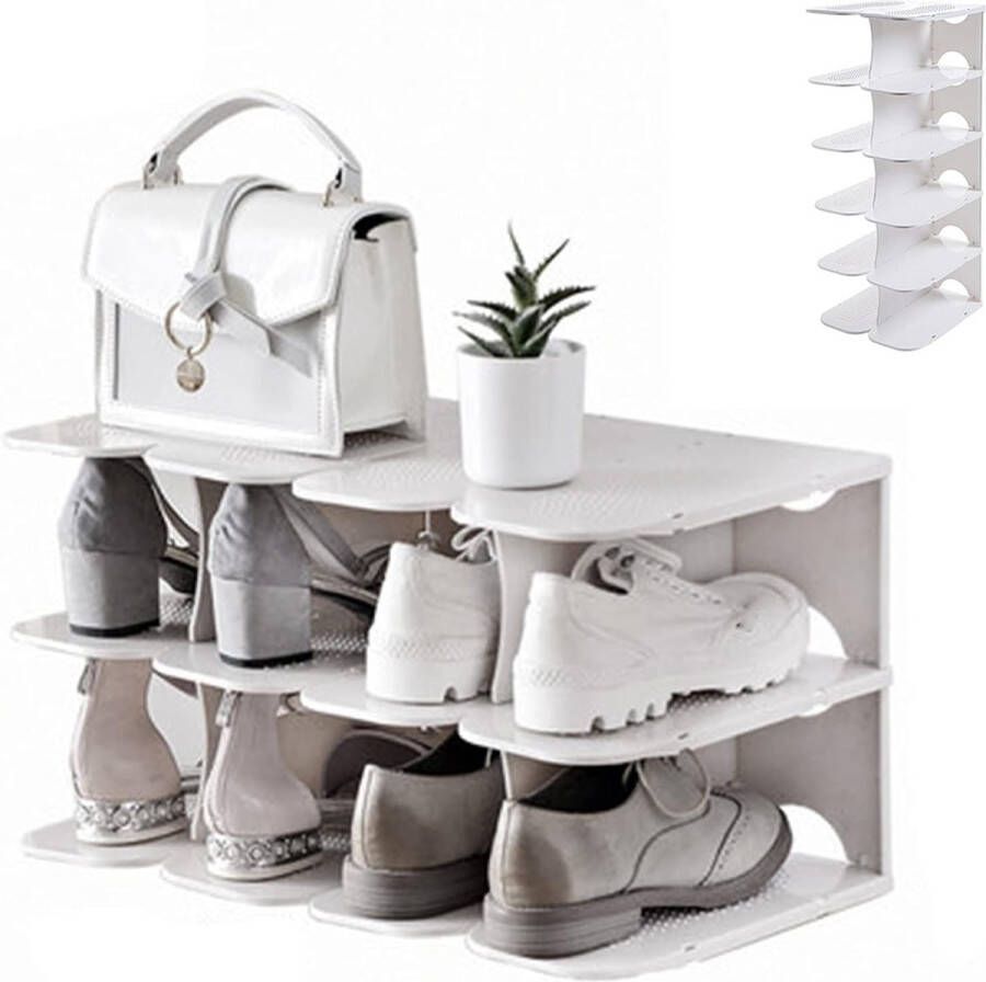 Doe-het-zelf schoenenrek smal breed laarzen schoenen pantoffels staand rek schoenenkast organizer voor kast hal slaapkamer entree slaapkamer (wit 24 x 26 8 x 63 cm)