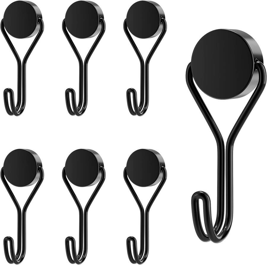 Dolaso Magnetische haak 6 stuks Zwart Super sterk voor keuken gadgets Slaapkamer kasten Kantoor koelkast Ophangende decoratieve lampen Barbecue tuin gereedschappen
