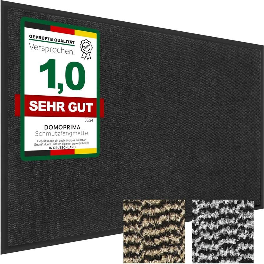 DOMOPRIMA vuilvangmat geurloos hoogwaardig voor binnen en buiten antislip weerbestendig entree buitenruimte deurmat entreemat afritsmat (zwart gevlekt 60 x 90 cm)