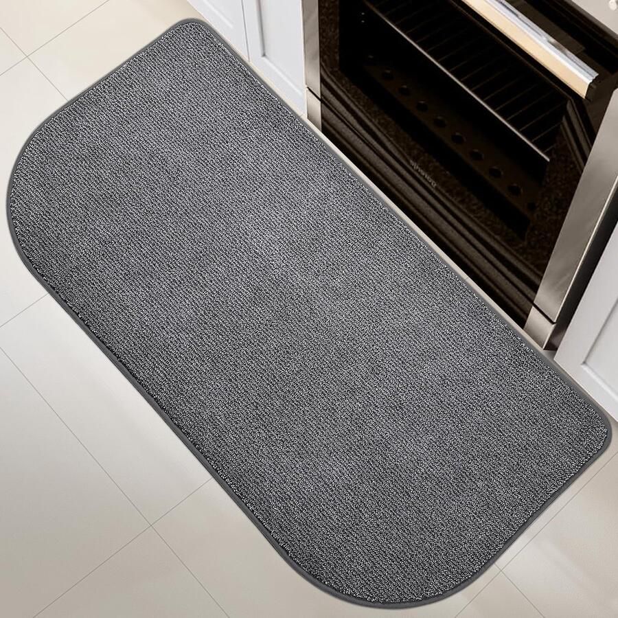 DOMUSTEX Wasbare Vloerkleedloper 60x120cm Halfrond Keukenloper Vuilvangermat Binnen Antislip Badmat voor Keuken Badkamer en Slaapkamer