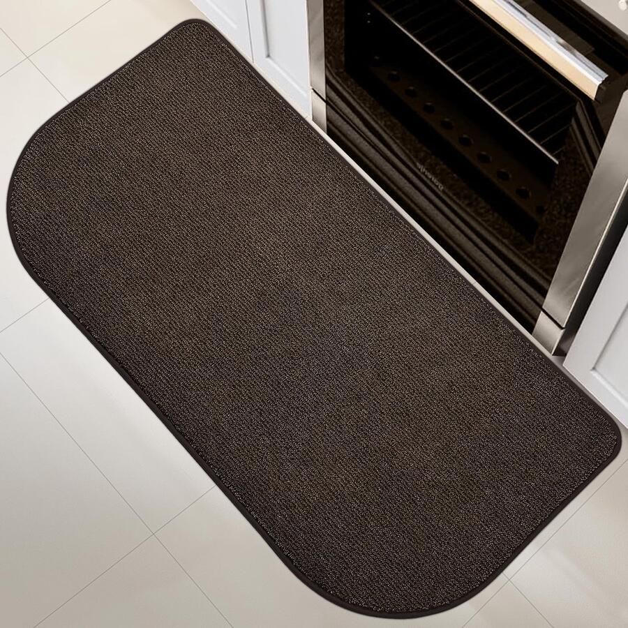 DOMUSTEX Wasbare Vloerkleedloper 60x120cm Halfrond Keukenloper Vuilvangermat Binnen Antislip Badmat voor Keuken Badkamer en Slaapkamer