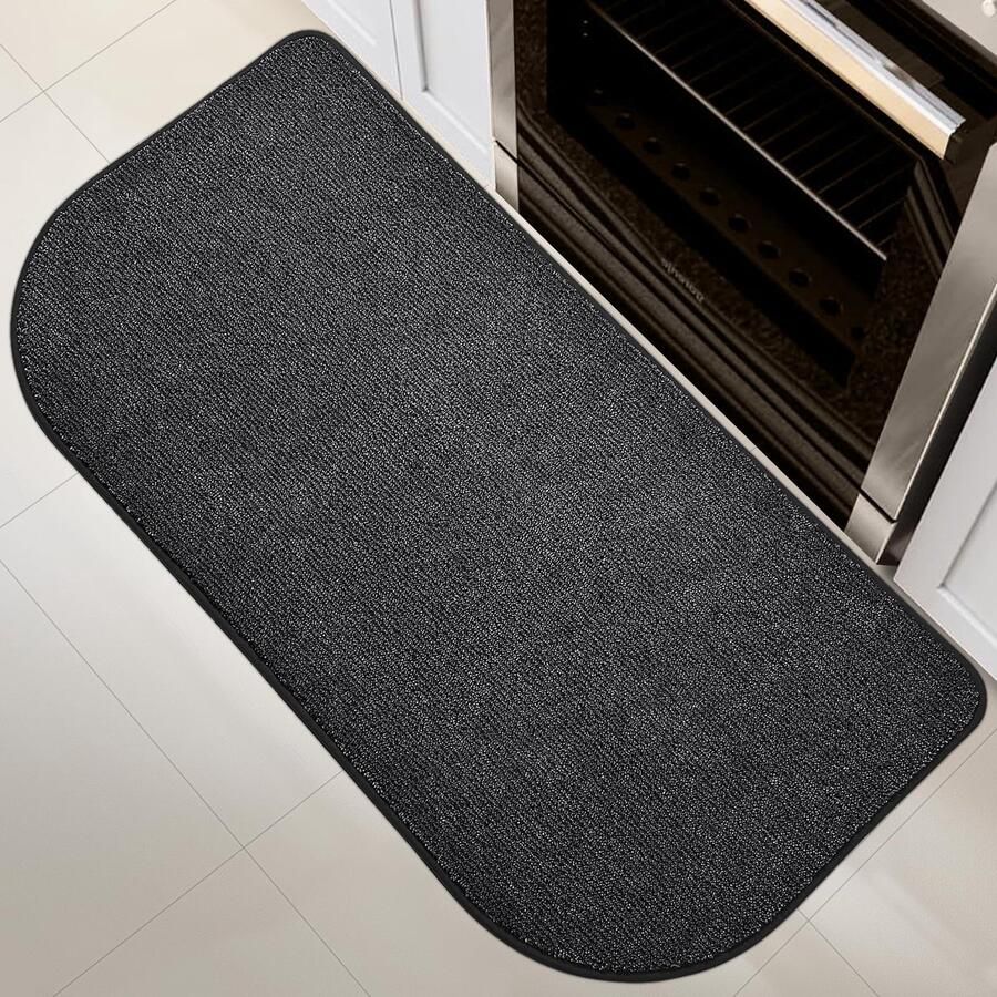 DOMUSTEX Wasbare Vloerkleedloper 60x120cm Halfrond Keukenloper Vuilvangermat Binnen Antislip Badmat voor Keuken Badkamer en Slaapkamer