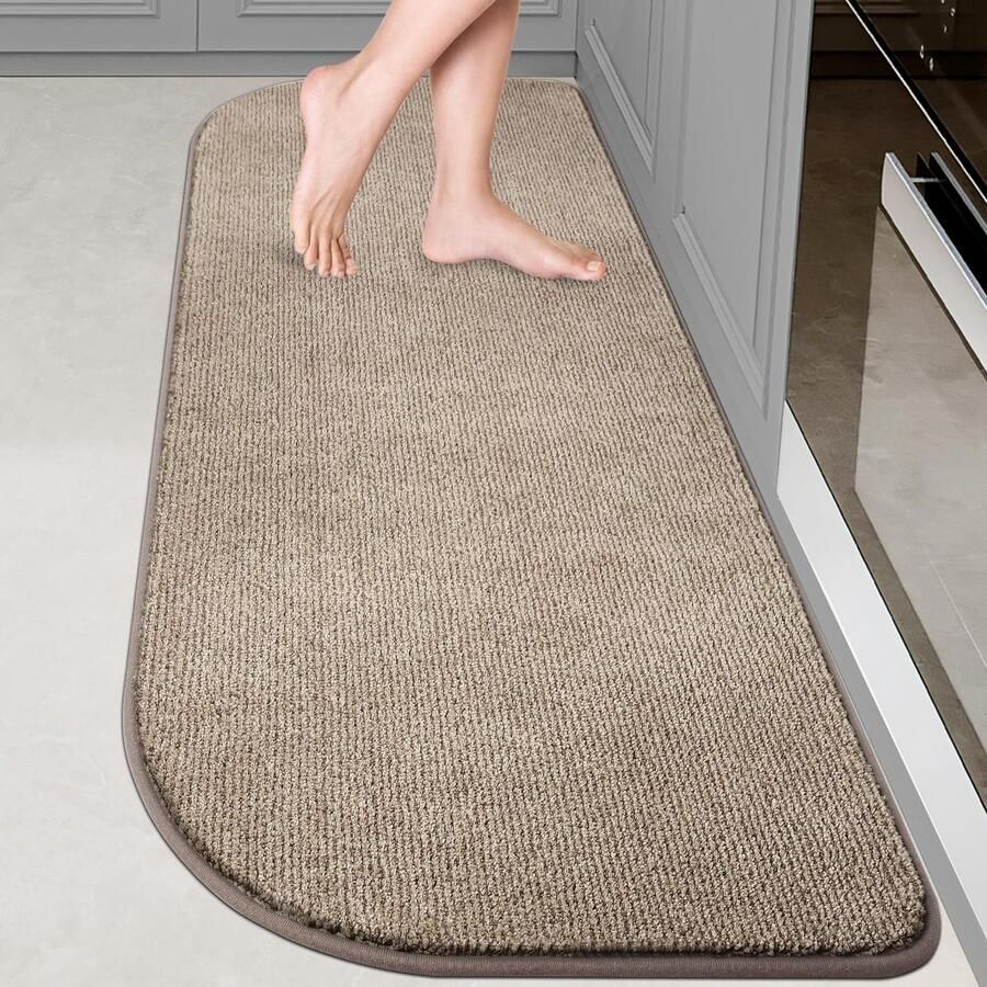 DOMUSTEX Wasbare Vloerkleedloper 60x180cm Halfrond keukenloper vuilvangmat binnenin antislip entreetapijt voor keuken badkamer slaapkamer