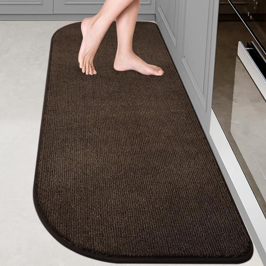 DOMUSTEX Wasbare Vloerkleedloper 60x180cm Halfrond keukenloper vuilvangmat binnenin antislip entreetapijt voor keuken badkamer slaapkamer