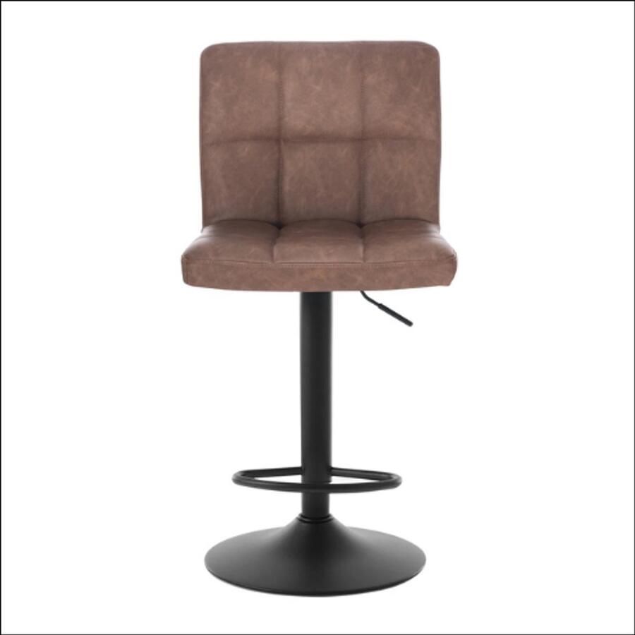 Donkerbruine Barkruk met Rugleuning – In Hoogte Verstelbare Draaibare Barstoel – Kunstleer & Metaal – Ergonomisch Ontwerp – Comfortabele Hoge Stoel voor Keuken Bar of Restaurant – 92–114 cm Hoog – 360° Rotatie – Stevig & Stijlvol