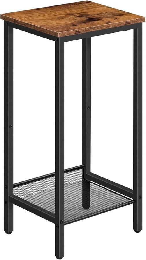 Donkerbruine telefoontafel EBF03DH01 hoge bijzettafel met verstelbaar netvak (38x28x73 5 cm)