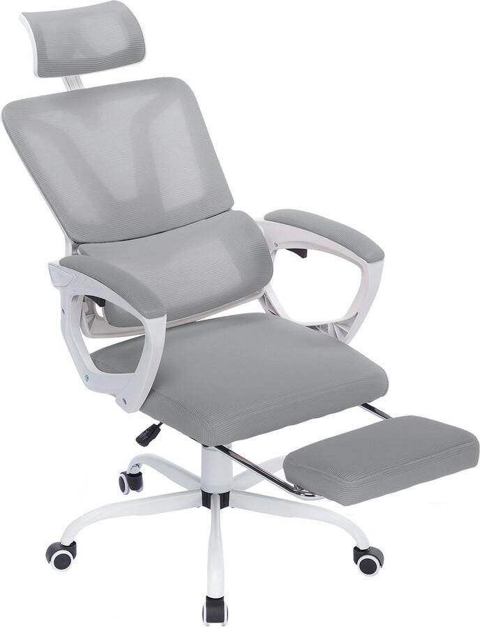 Donkergrijs Bureaustoel Draaistoel Bureaustoel Ergonomische stoel Liggend Met voetensteun Maximale belasting 150 kg