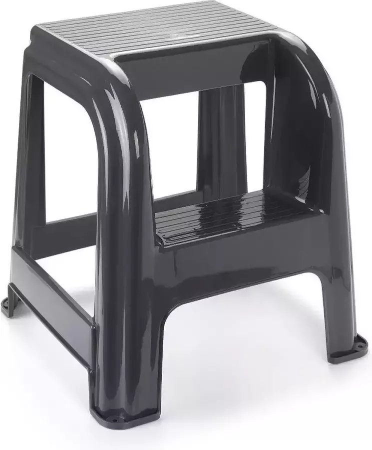 Donkergrijs keukenkrukje opstapje met 2 treden 45 cm Keuken badkamer krukjes opstapjes