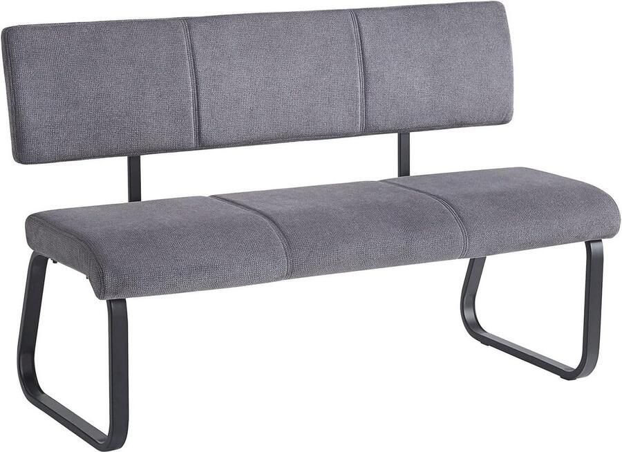 Donkergrijze Eetkamerbank met Metalen Frame – 3 Zits Keukenbank voor Gezinnen