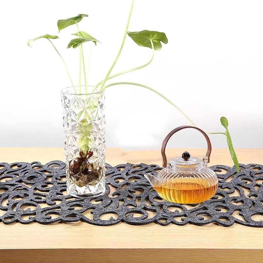 Donkergrijze Vilt Tafelloper Huishoudelijke Decoratie 1 stuk 40x11 inch