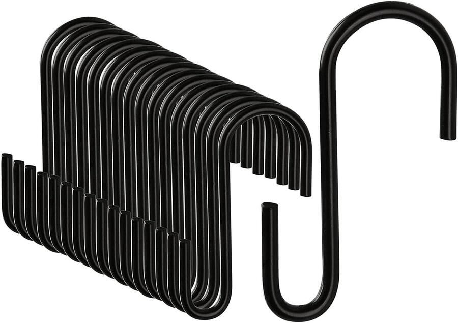 DONQL S haken 20 stuks 9 cm roestvrij stalen haken om op te hangen S haken kleine haken voor zware lasten dubbele haken ophanghaken voor haken garderobe keukenhaken garderobehaken