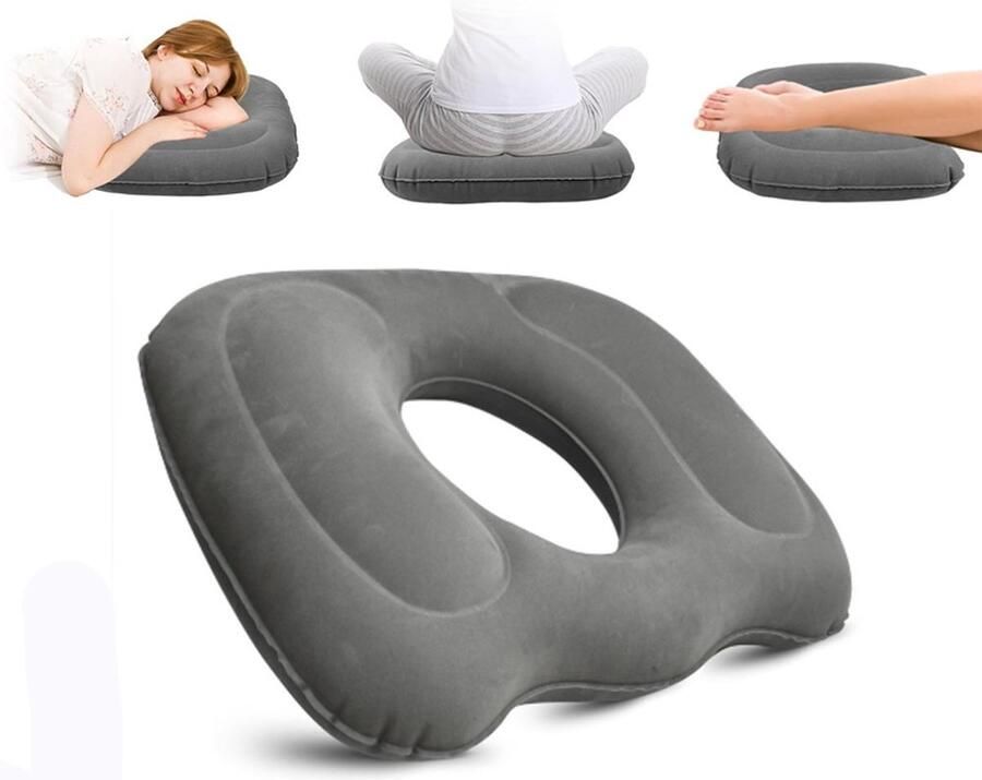 Donut ZitKussen Orthopedisch & Ergonomisch Aambeien Zitring Stuitkussen Ringkussen Zitring Kussen Opblaasbaar Wigkussen Ergonomisch Zitkussen Houding Correctie voor Auto Bureaustoel Aambeien Piercing en Stuitje Grijs