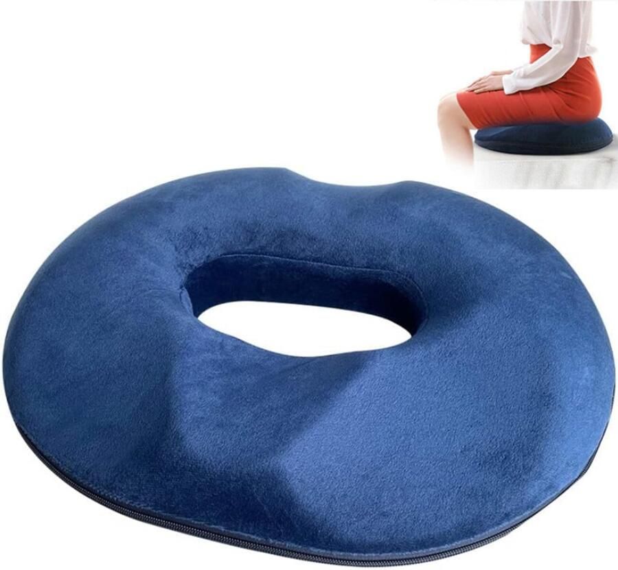 Donut Kussen Zitkussen Orthopedisch Donut ZitKussen Aambeien Zitring Stuitkussen Ergonomisch voor Aambeien Piercing en Stuitje Orthopedisch Traagschuim Zitkussen voor Bureaustoel Auto Rolstoel Reizen Gebruik Blauw