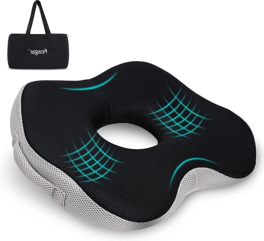 Donut-stoelkussen van traagschuim zwart ergonomisch zitkussen voor bureaustoel