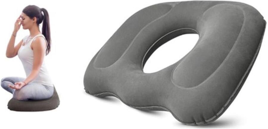 Donut ZitKussen Donut Kussen 45x39 cm Aambeien Zitring Stuitkussen Opblaasbaar Orthopedisch Kussen Ringkussen Zitring Kussen Houding Correctie Draagbaar Reiskussen voor Bureaustoelen Rolstoelen Aambeien Stuitbeenpijn Grijs