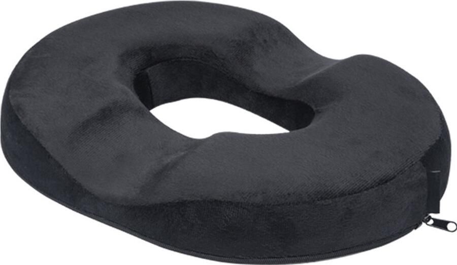 Donutkussen Ringkussen Traagschuim AntiSlip Ergonomisch Zitkussen Stuitkussen Aambei kussen Stoelkussen Zitkussen Orthopedisch Geschikt voor bureaustoelen rolstoelen en postoperatieve stuitpijn 45*35*6.5cm Zwart