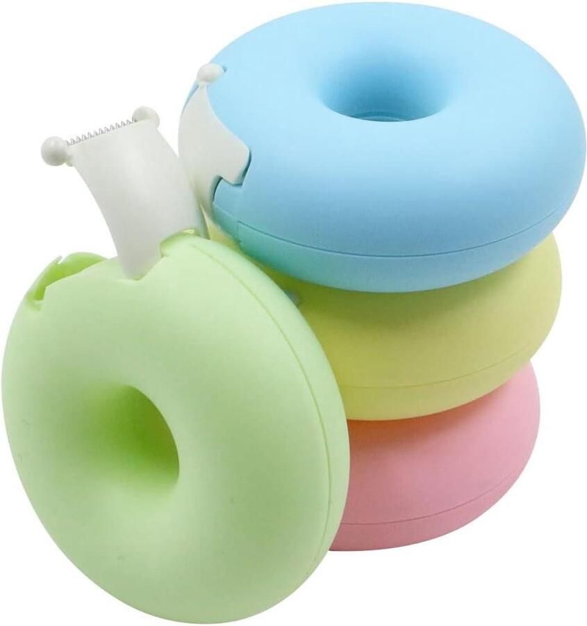 Donutvormige mini-bandsnijder bureau accessoires roze geel blauw groen (4 stuks) voor school thuis en op kantoor vaste stand