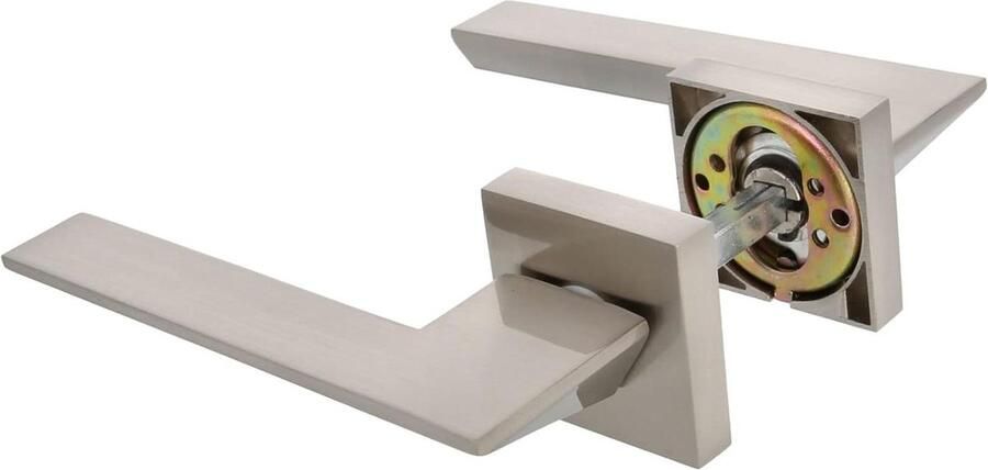 Door handle set 52 x 146 mm With Bocallave Elegant and simple design Ergonomic handle Zamak silver matt