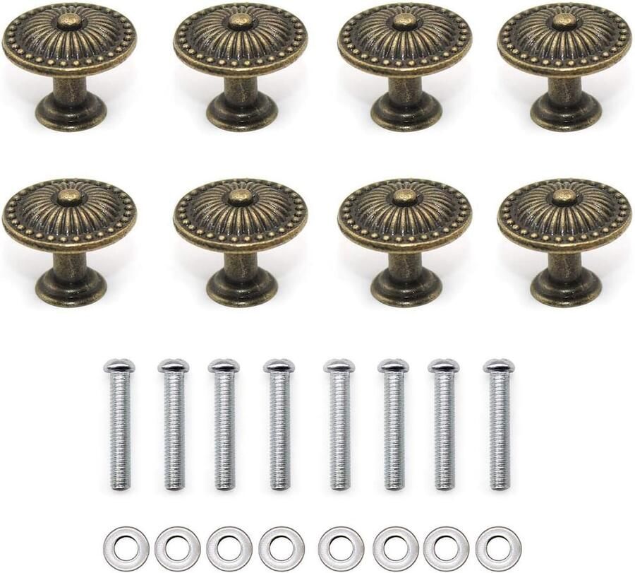 Door Handvatten 8 Stuks Ronde Vintage Kastknop Lade Kasten Meubelknop met Schroeven Voor Interieur Deuren Keuken Woonkamer Bronzen Afwerking