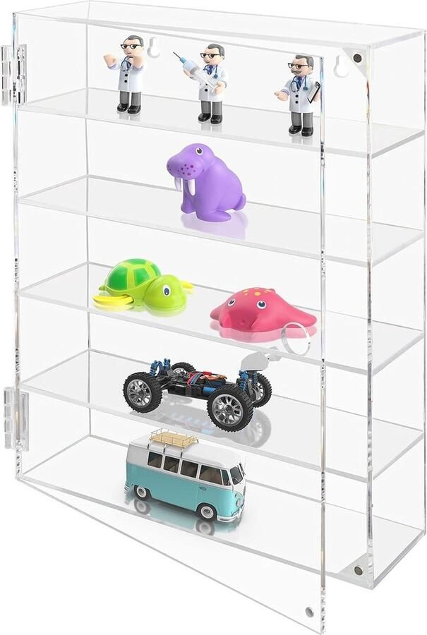 5-Laags Doorzichtig Acryl Muurdisplay Kast 275 x 75 x 357 cm Opslag Organiser rek voor Shotglazen & Figuren