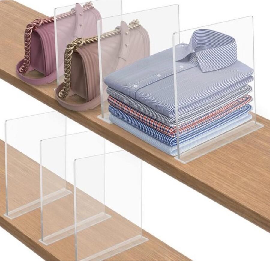 Doorzichtig Acryl Planken Verdelers Kast Organisers 6 stuks Transparant Acryl