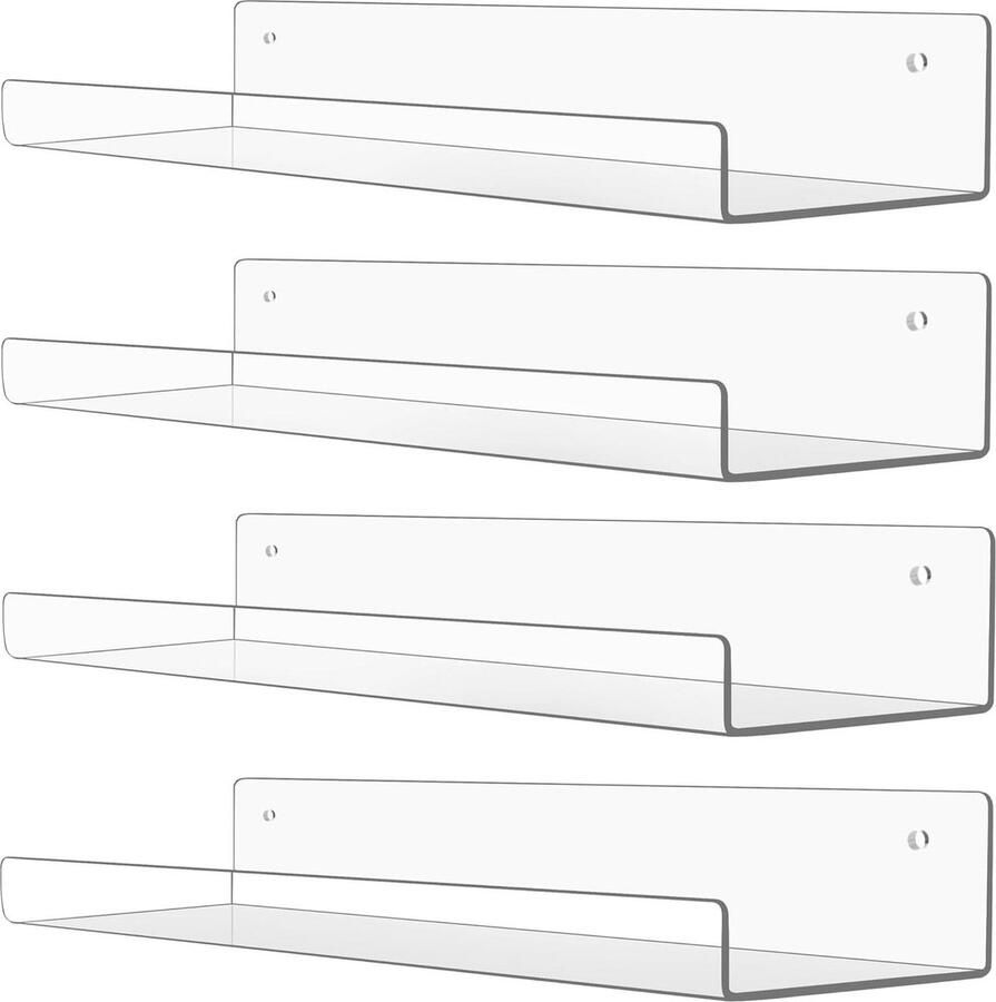 Doorzichtig Acryl Zwevende Planken Onzichtbare Hangende Planken voor Decoratie 4 Pak 380 mm