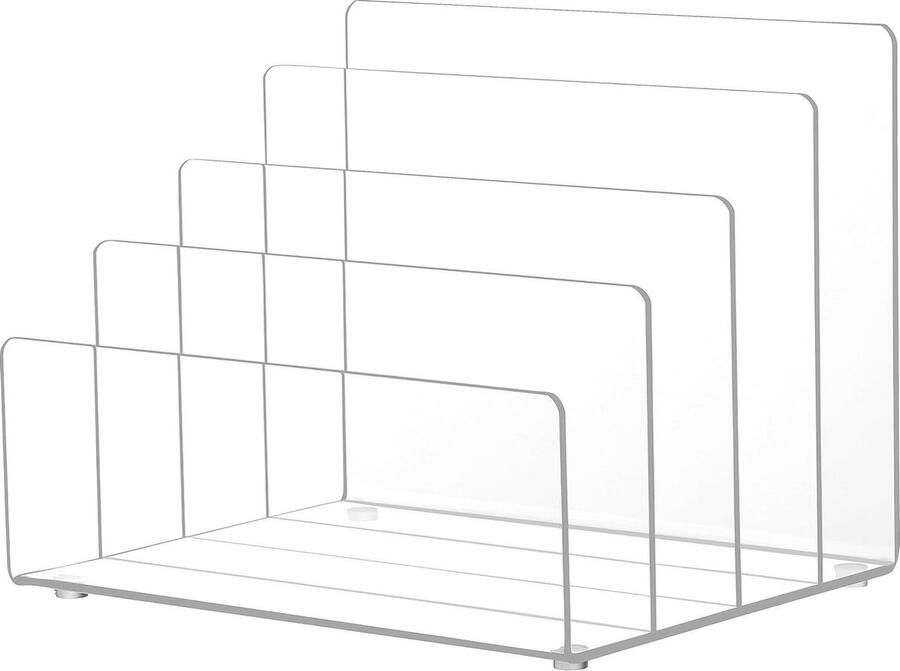 Doorzichtige Acryl Boekenhouder Organiser voor Bureau 4-Sectie Boekensteun Kaartenstandaard Bureausorteerder brievenbak Huis & Kantoor Organisatie Opslag Accessoires kaartenstandaard
