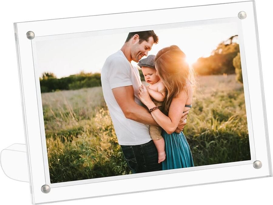 Doorzichtige acryl fotolijst 15x20 cm met magneten Frameloze standaard voor desk of wanddecoratie