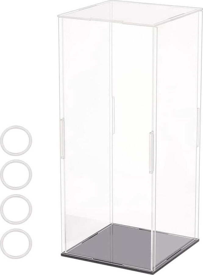 Doorzichtige Acryl Vitrine Bescherming voor Collectibles 1 stuk Matzwart Acryl 11x11x25.5cm