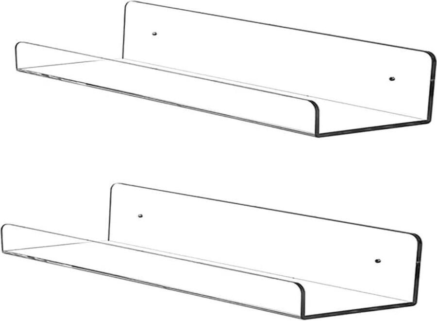Doorzichtige acrylplank 38 cm onzichtbare drijvende wandrek boekenplank wandmontage displayorganizer badkamerplank set van 2 stuks