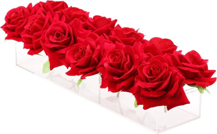 Doorzichtige bloemenvaas acryl rechthoekig met 22 gaten transparante decoratieve flessen tafeldecoratie voor eettafel woondecoratie bruiloften desktop-feestdecoratie