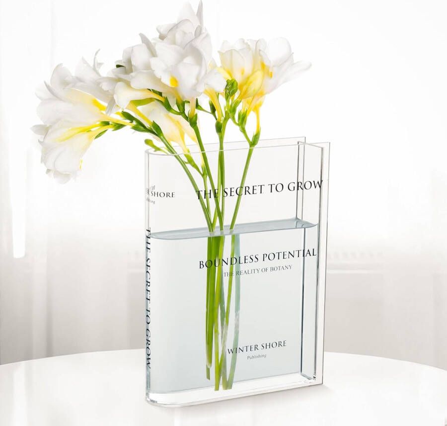Doorzichtige boekenvaas acryl bloemenvaas modern voor planten unieke esthetische vaas voor woonkamer slaapkamer en kantoordecoratie vaas boek voor leeshoek boekenkast en bloemen