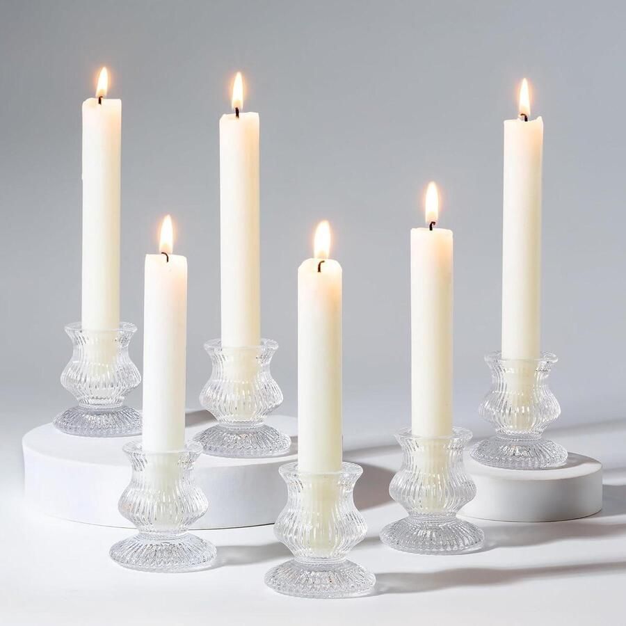 Doorzichtige kleine taper stokjes voor glazen kandelaar Set van 20 Bulk voor tafel diner woonkamer kerstdecoratie bruiloft feest middelpunt advent modern