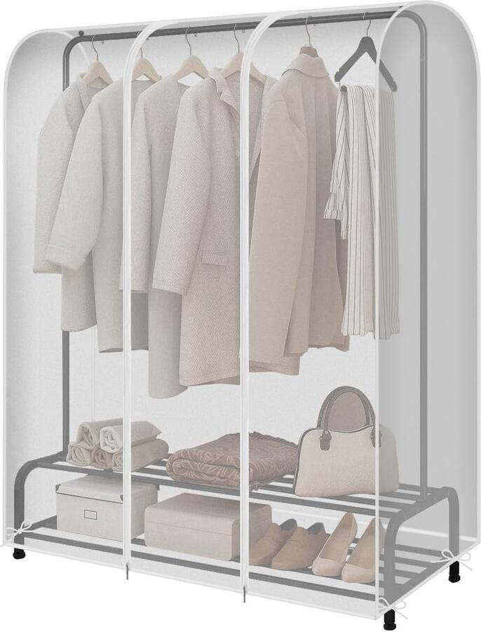 Doorzichtige kledinghoes 150x50x110 cm Waterdichte stofdichte hoes voor kledingrek en kastopslag