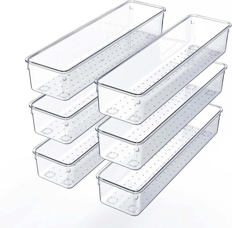 Doorzichtige ladeorganizer Grote lade opbergbakken Antislip pads Acryl plastic Makeup keuken koelkast badkamer kantoor