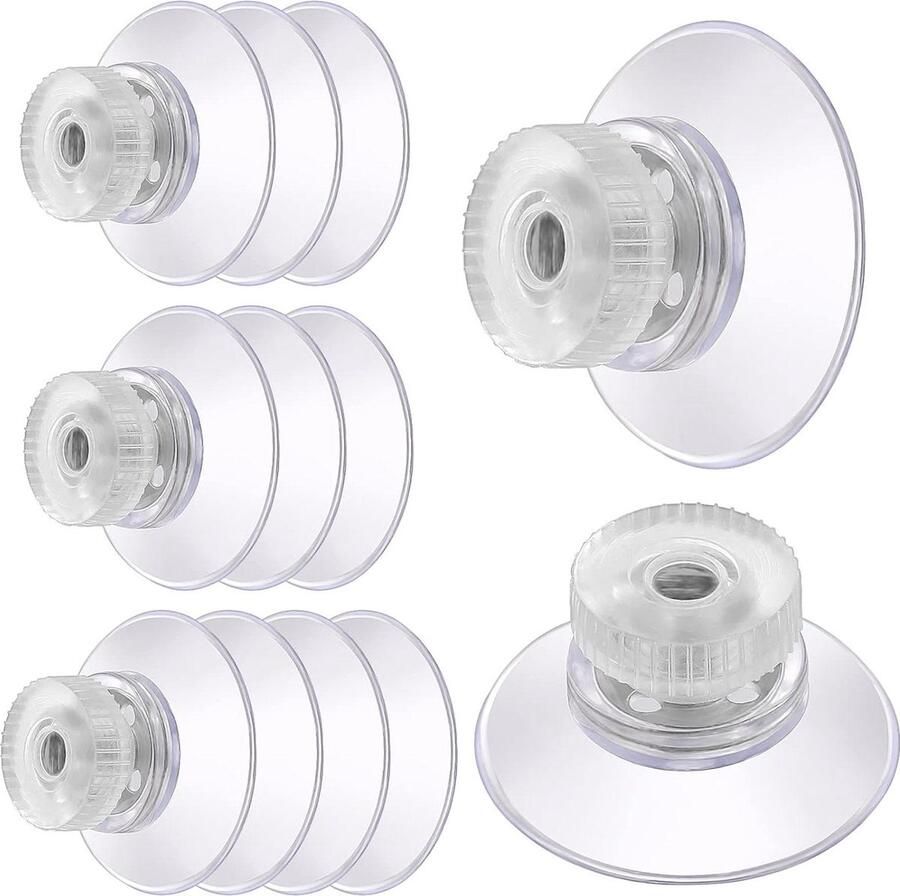 Doorzichtige plastic zuignappen met metalen schroefmoer 12 stuks 25 mm voor glazen spiegel raam wanddeur tafelblad stevige zuighouder