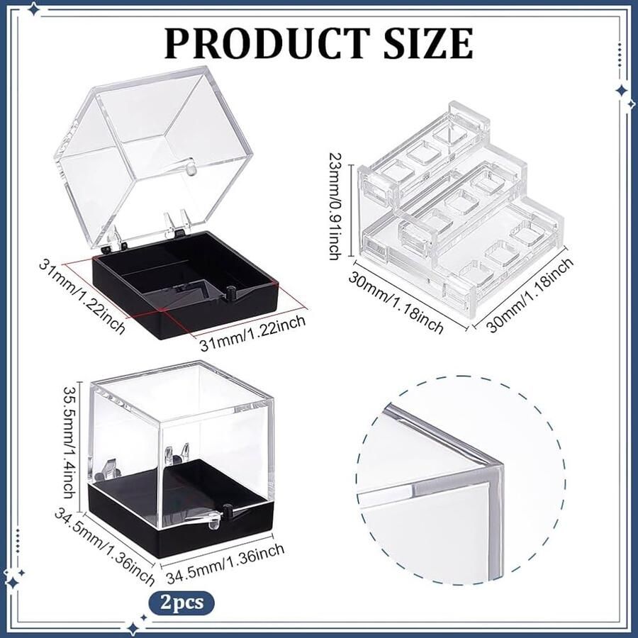 Doorzichtige vitrine 3-tier design set van 2 acryl 35x35x35mm