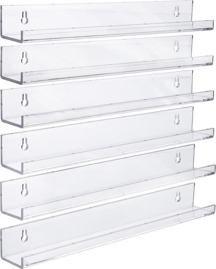 Doorzichtige Zwevende Boekenplank Decoratieve Plank 6 stuks Acryl