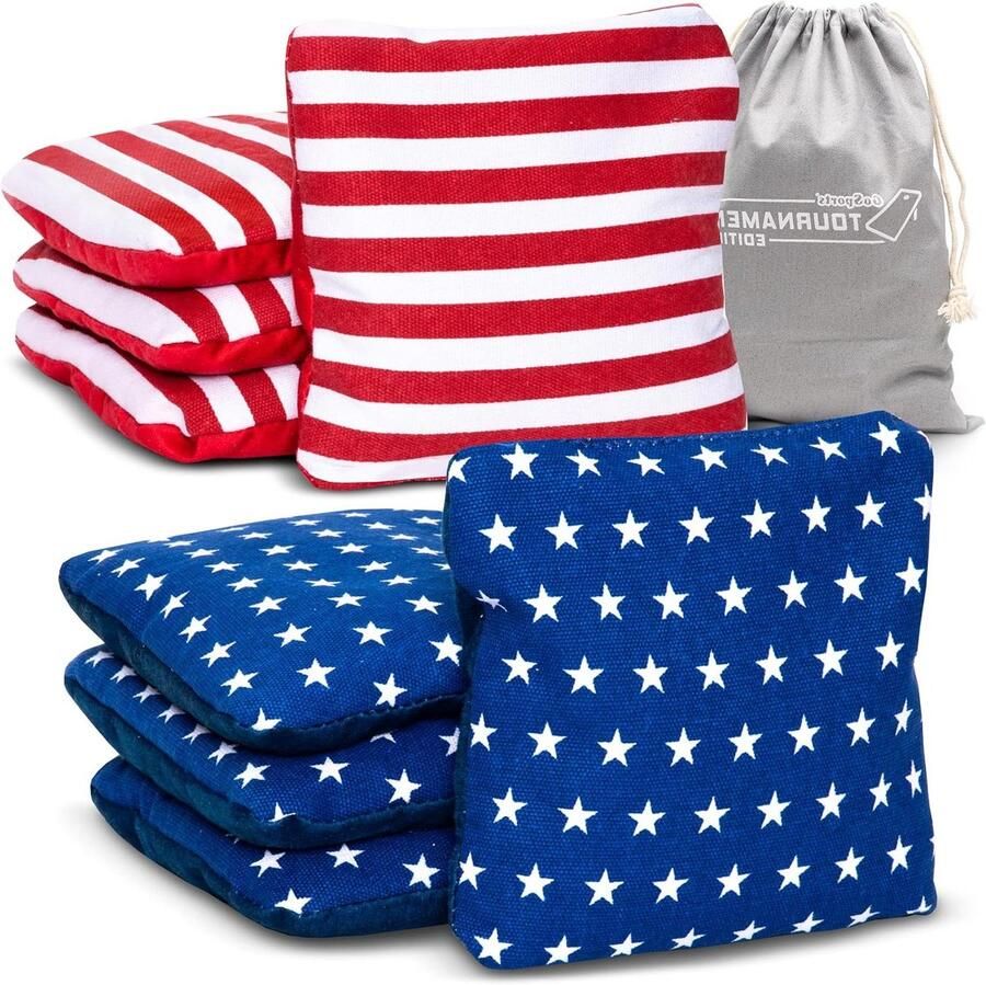 Double Sided Cornhole Bean Bags Slide and Stop Regulation Tournament Bean Bags Set of 8