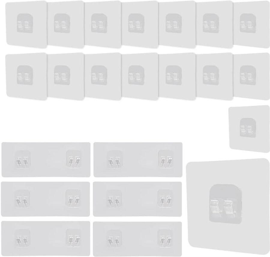 Douche Caddy Zelfklevende Haken Set van 22 Haken voor Keuken en Badkamer Sticker voor Kledingkast en Plank Verschillende Maten: 6x15 cm en 7x7 cm
